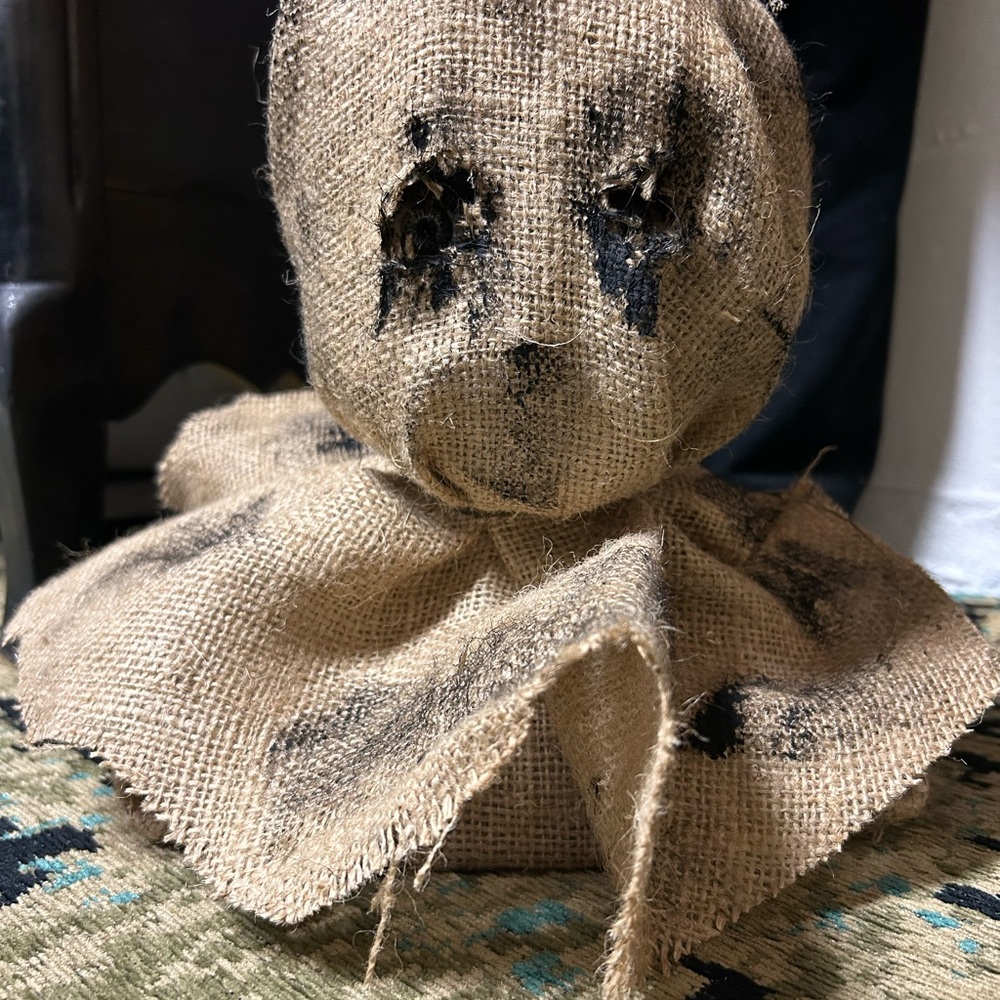 Rustic Burlap Ghost Décor - Natural Brown Halloween Accent